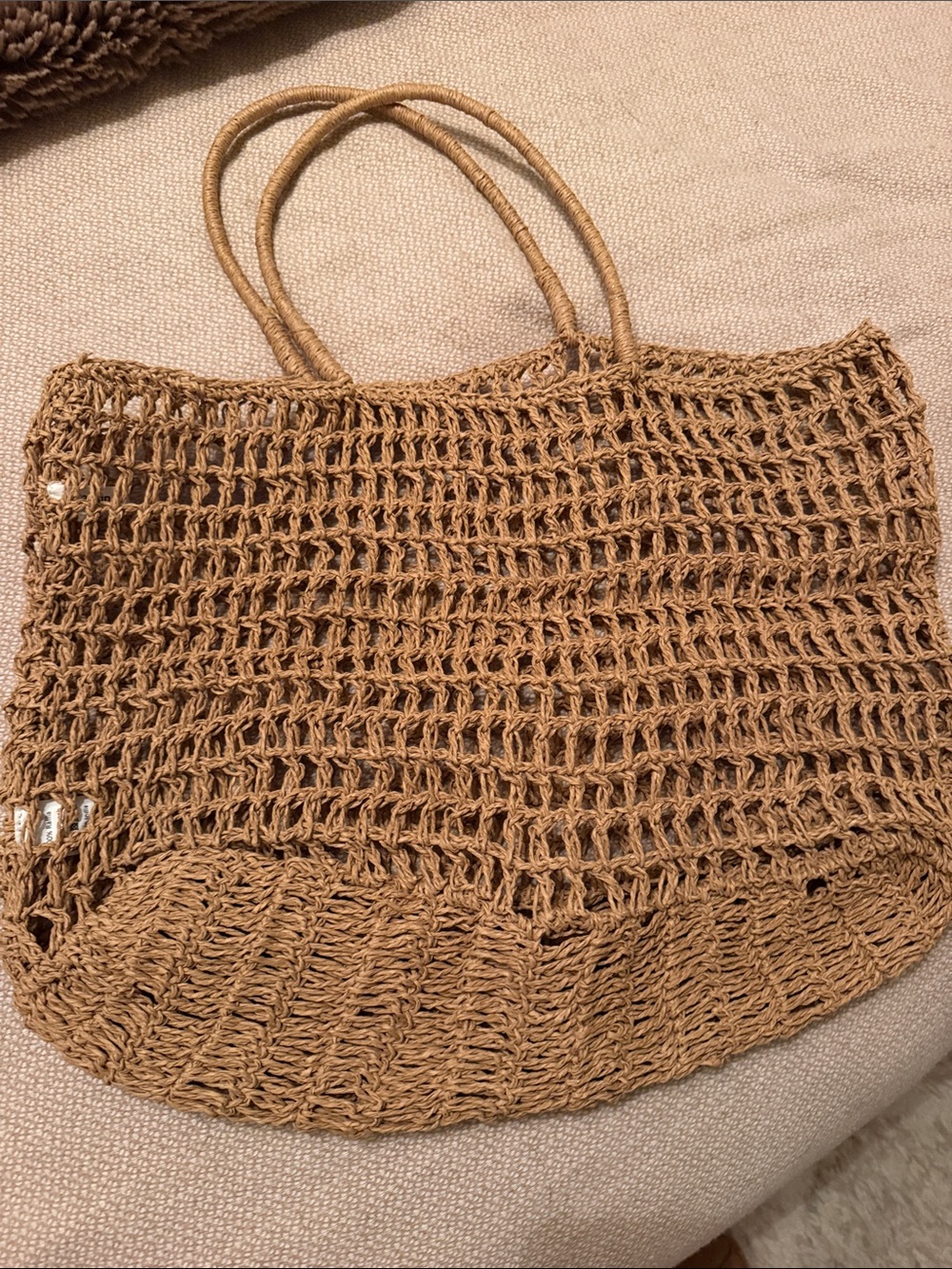 VITAMIN A Handwoven Brown Crochet Beach Tote Bag